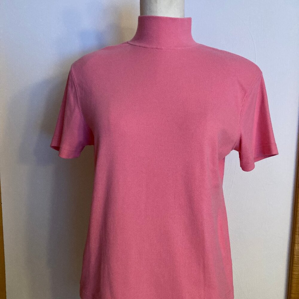 Karen Scott Bundle Mock Neck Pink Crew Neck Black Short Sleeve Tops - Picture 2 of 13